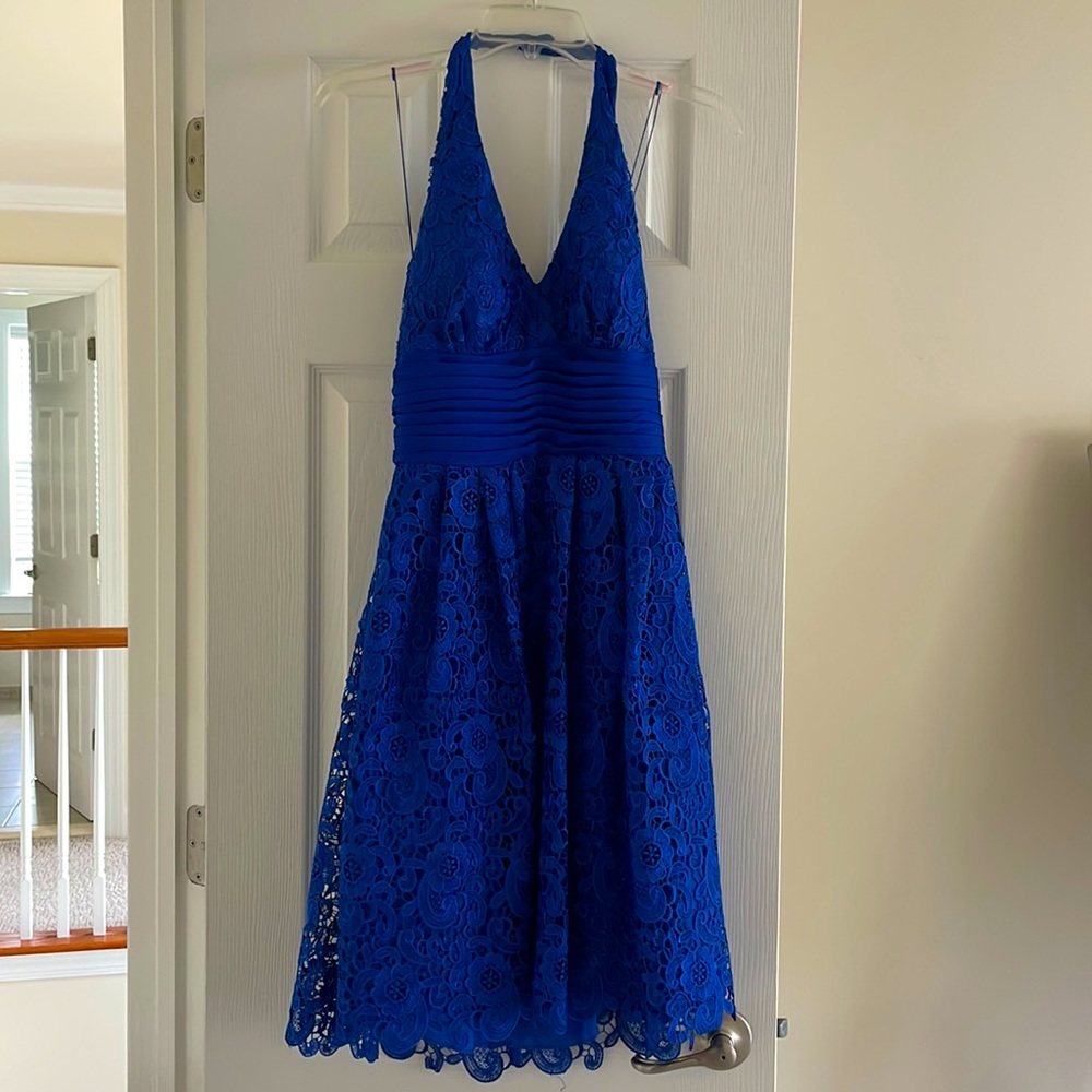 Aidan Mattox halter style cobalt blue party dress, new with tags, size 4